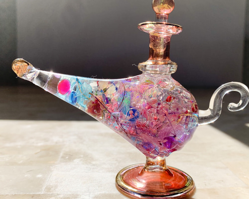 希少 魔法のランプ型エジプシャングラスハーバリウム ハー