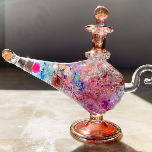 希少 魔法のランプ型エジプシャングラスハーバリウム ハーバリウム