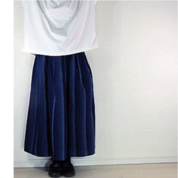 商品/teliteスカート丈72cm短め裏地なし日本藍染め節織備後絣かつお縞グラデーション木綿スカート（SK-0107) 5枚目の画像
