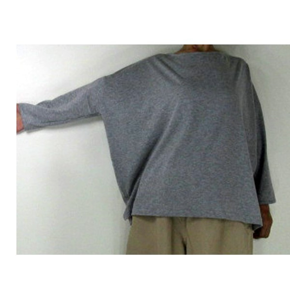 商品/telitea色杢グレーカットソー綿ビッグTシャツ脇マチ入り肩ドロップ国産Ｔシャツ（NBL-0105ｂ) 1枚目の画像
