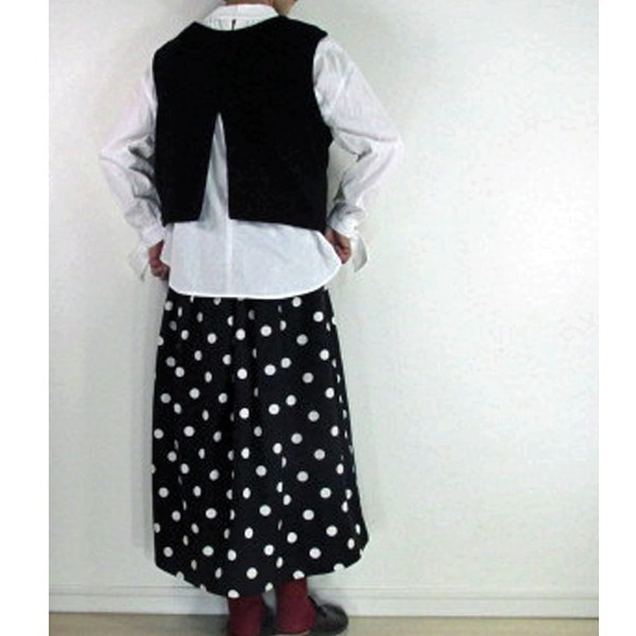 商品/telitea/スカート丈72cm短め裏地なしドット麻/レーヨン混スカート（SK-0117) 2枚目の画像
