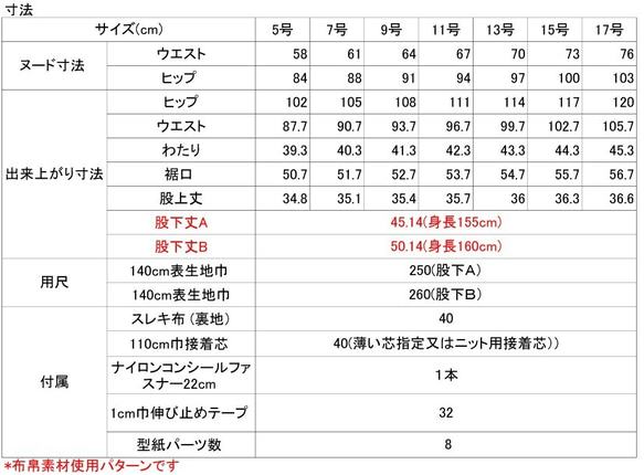 型紙/telitea股下Ｂゆったりオールインワンサイズ5号～17号縫い代付カット済みパターン(CPN-0031B) 6枚目の画像