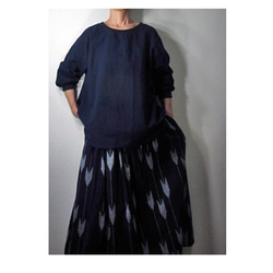 再販/商品/telitea日本備後絣藍染め襟ぐりと袖口リブブラウス（BL-0106) 7枚目の画像