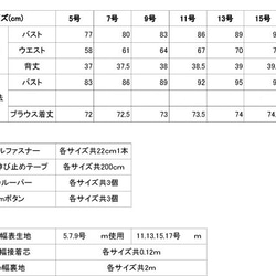 型紙/teliteaアメリカンホールブラウスサイズ展開5号～17号縫い代付カット済み（CBL-0085) 4枚目の画像