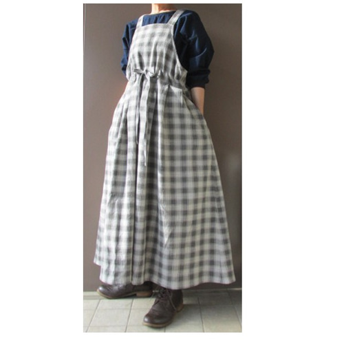 再販/受注製作商品/telitea/備後節織墨染めチェック柄裏地なし 