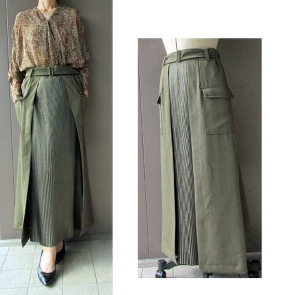 型紙/teliteaアンダーフロントプリーツロングスカート5号～17号縫い付  