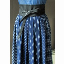 再販/商品/teliteaスカート日本備後絣藍染めウエストタックゴム86cm丈ロングスカート（SK-0091) 2枚目の画像