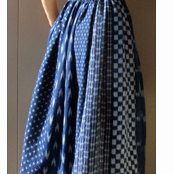再販/商品/teliteaスカート日本備後絣藍染めウエストタックゴム86cm丈ロングスカート（SK-0091) 4枚目の画像