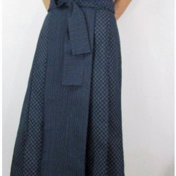 展示作品/telitea/スカート小紋とストライプ和柄プリント木綿ラップロングスカート（SK-0094) 5枚目の画像