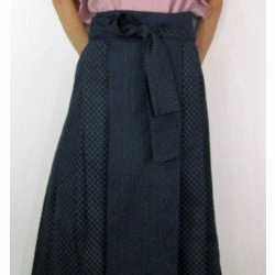 展示作品/telitea/スカート小紋とストライプ和柄プリント木綿ラップロングスカート（SK-0094) 6枚目の画像