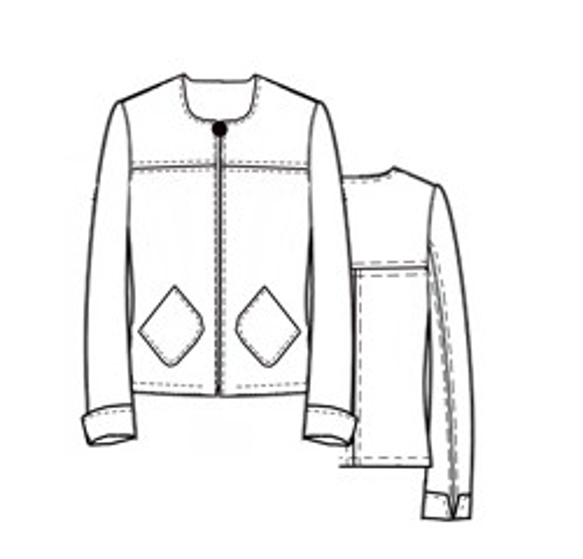 型紙/telitea縫い代付きカット済みニットジャケット前ファスナー開き５号～１７号サイズ展開（NJK-0011) 6枚目の画像