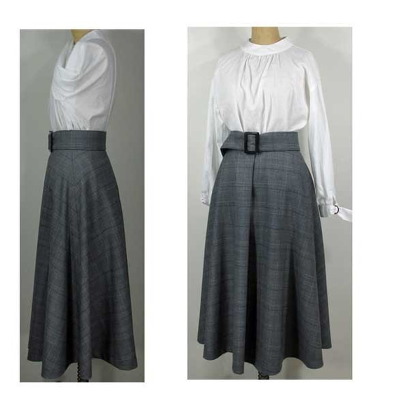 型紙/telitea縫い代付きカット済み裏地付きフレアースカート（SK-0055) 6枚目の画像