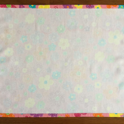 40x50cm ランチョンマット *花とニャンコ(ピンク)mikketa*　 4枚目の画像
