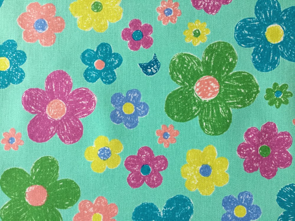 【売り切れ】40x50cm ランチョンマット *花とニャンコ(ペパーミントグリーン)mikketa*　 5枚目の画像