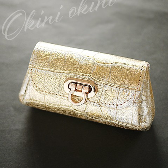 [迷你錢包]華麗而華麗的金色和銀色鱷魚紋真皮皮革錢包♪Minimal Multi 2019 Yukata Summer 第1張的照片