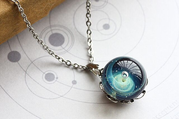 硝子の☆Celestial globe〈天球儀〉ネックレス/星雲【B0246】 1枚目の画像