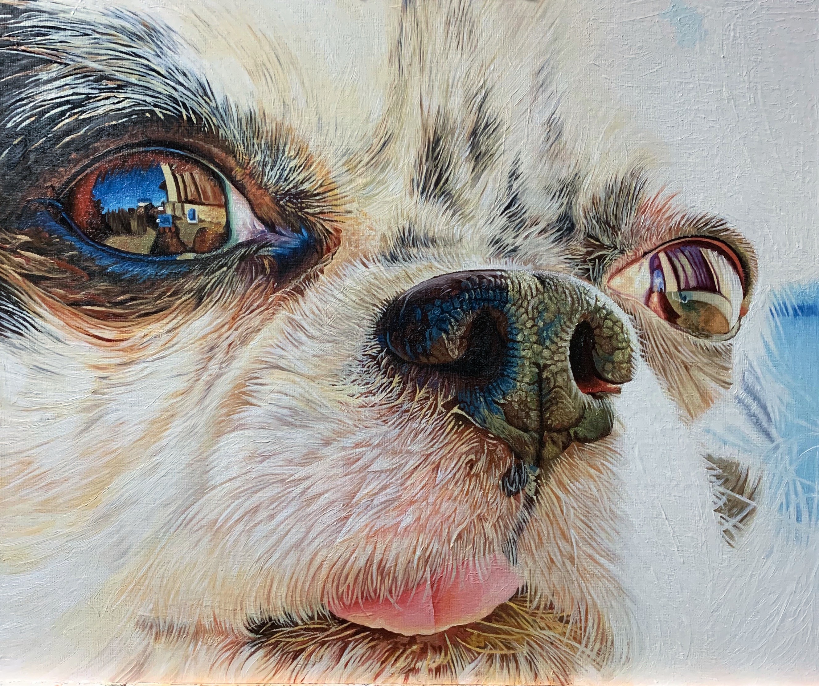 プーコ様オーダー油絵作品・やぎの親子が戯れる村里 プーコ様オーダー油絵作品・やぎの親子が戯れる村里
