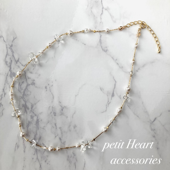 パールとクリスタルのGlitterネックレス♡ ネックレス・ペンダント  