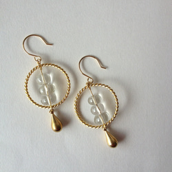 !!! SALE !!! Gold and Crystal earring 1枚目の画像