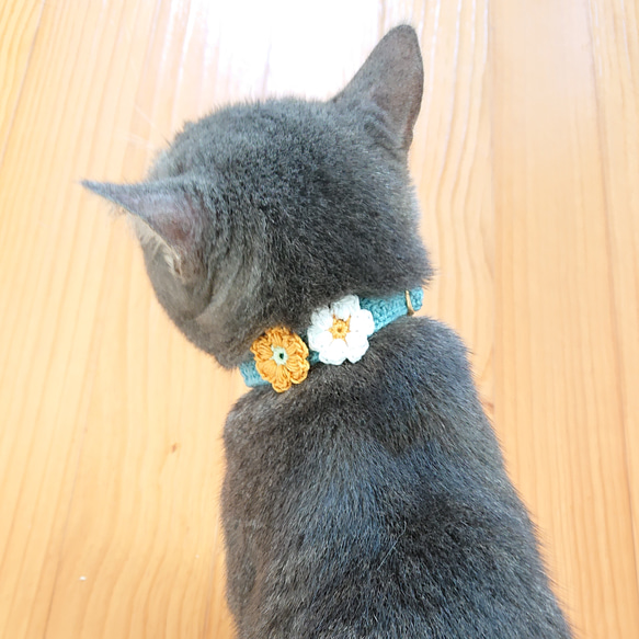 ちょこんと小さい花の猫ちゃん子犬ちゃんの首輪 6枚目の画像