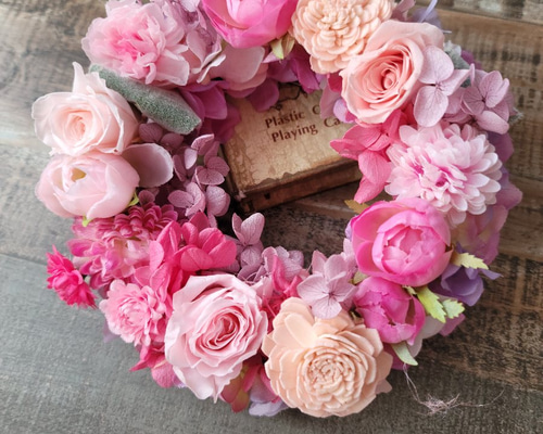 大人可愛いピンクと紫のリース その他インテリア雑貨 lovelylovely