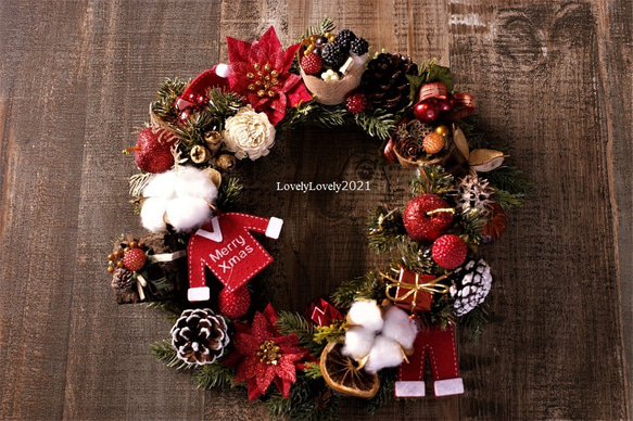 2021クリスマスリース 赤 レッドクリスマスリース クリスマス くりす