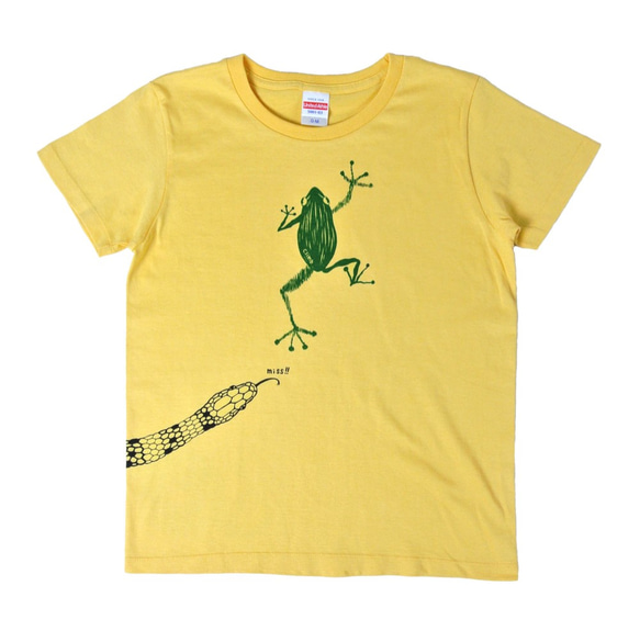 【新品】BECK カエルイラスト Tシャツ Lサイズ 危機回避！蛇から逃げた蛙Tシャツ レディース（S M L） T