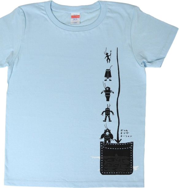 ダイビング「潜水服の歴史」Tシャツ　ライトブルー　レディース 2枚目の画像
