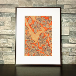 福を招くインテリア】 【作品名：桜鶴】【一点物】着物アート 縁起の