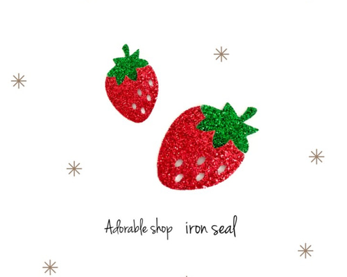 480円】(お名前)苺（いちご）のオーダーアイロンワッペン 480円】(お