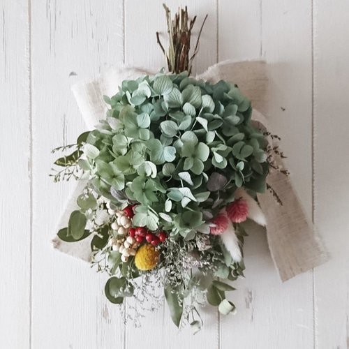 アジサイのスワッグ 紫陽花 ドライフラワー ～素朴で素直な真心  