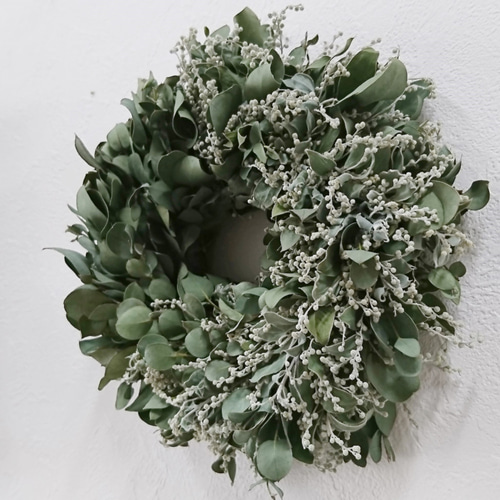 パールアカシアとアンモビュームのハーフリース *.+゜ドライフラワー