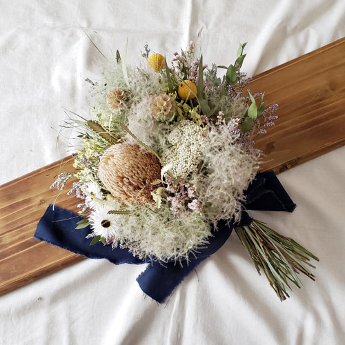 スモークツリーとワイルドフラワーのドライフラワーブーケ スワッグ  