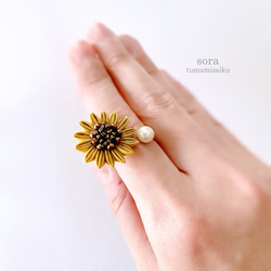 K18プラチナ色褪せないジュエリー向日葵の指輪｜受注生産｜オーダー