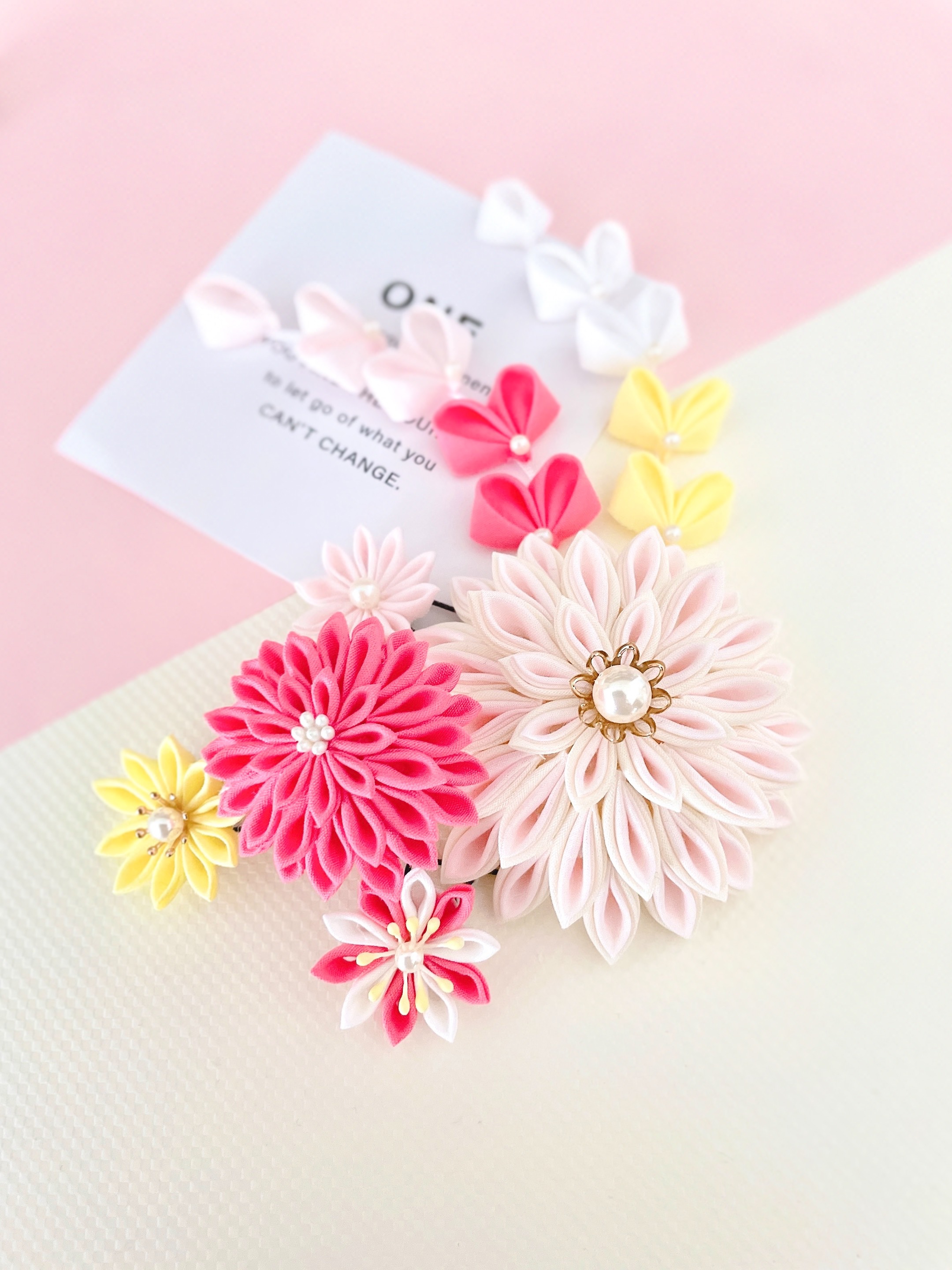 つまみ細工　髪飾り　＊キュートなpink＊ 七五三　夏祭り　ひな祭り　浴衣