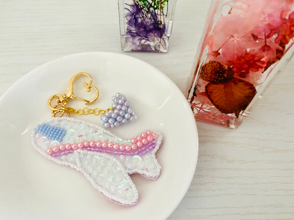 オーダー ビーズ刺繍 飛行機チャーム