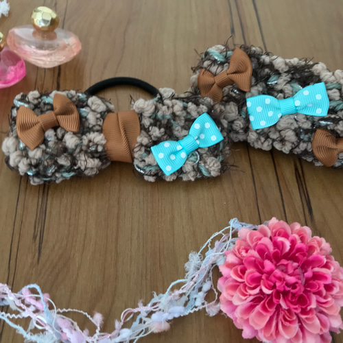 ハンドメイド♡モコモコチョコレートポニークリップ