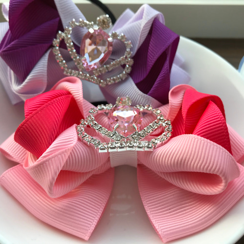 オーダー 花びらリボン ティアラモチーフ付き ヘアゴム amyui 通販