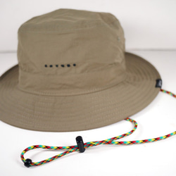 6dots撥水加工&軽量 バケットハット アウトドア 12色ひも変更可能　ユニセックス 帽子 お出かけ 日差し対策(緑) 3枚目の画像