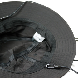 6dots撥水加工&軽量 バケットハット アウトドア 12色ひも変更可能　ユニセックス 帽子 お出かけ 日差し対策(黑) 5枚目の画像