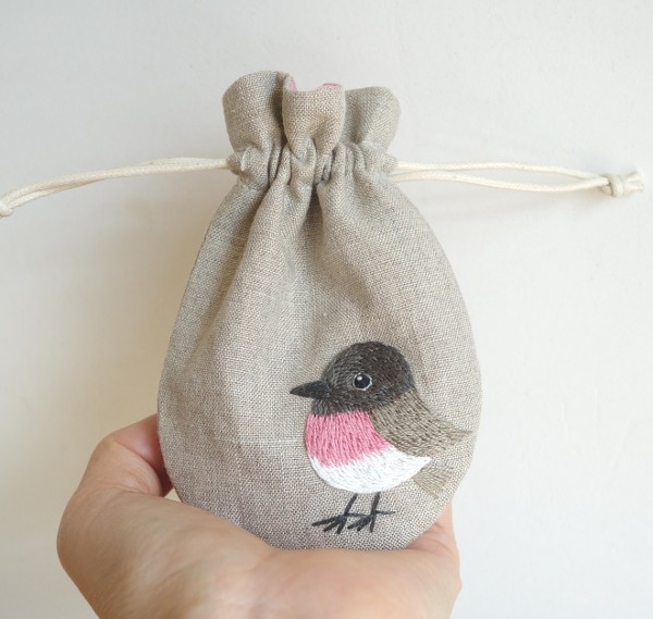 yukiemon/バルーンランド刺繍/限定ピンクベージュ/ミニポーチ