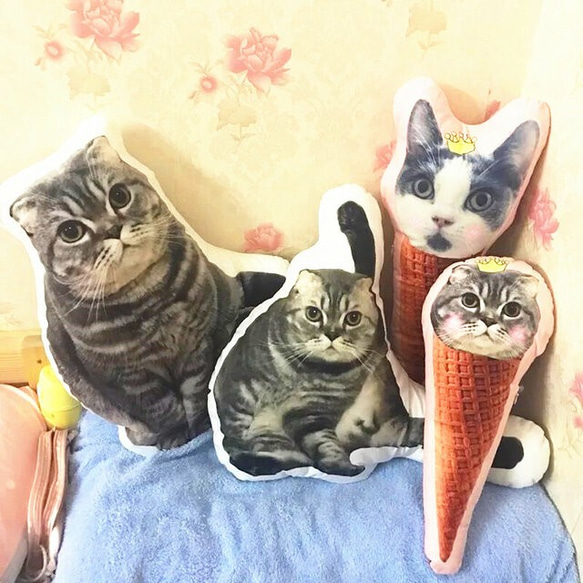 ✩オーダーメイド✩　ワンちゃん、猫ちゃんのアイスクリームクッション 1枚目の画像