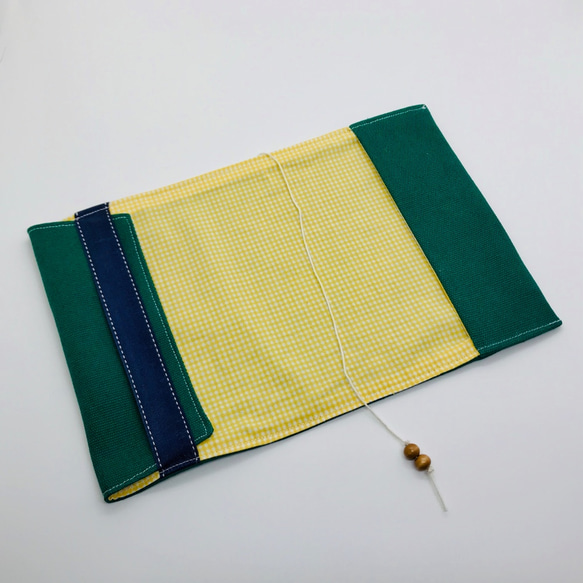 グリーンの帆布のブックカバー　文庫本用 4枚目の画像