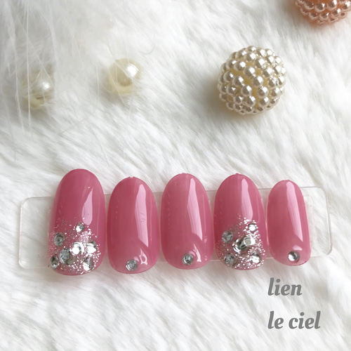 ルチア〜S2 人気のシアー系ピンクネイル ジェルネイルチップ販売
