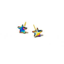 【非金属】小ぶり　〜虹色の星〜  オーロラ ヘマタイト ピアス／イヤリング ／樹脂✳︎宇宙　メンズ 6枚目の画像
