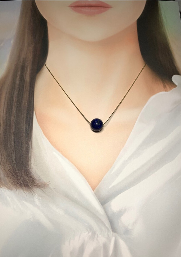 ★☆14kgf★☆大粒のラピスラズリ１２㎜☆lapis lazuli  存在感あるネックレス 瑠璃色☆地球 幸運 3枚目の画像