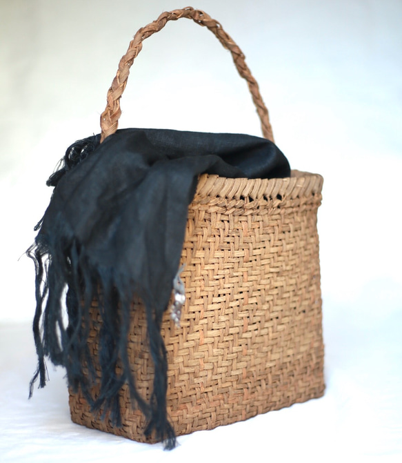 長野県産山葡萄使用 国産 山葡萄かごバッグ 細網代編みワンハンドル