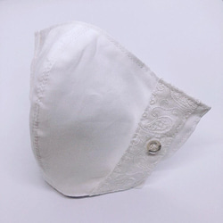 綿１００％インナーマスク白ペイズリー刺繍（不織布プリーツマスク装着用） 2枚目の画像
