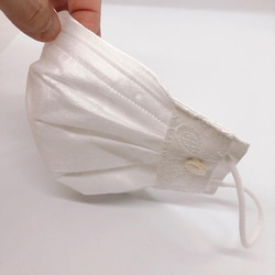 綿１００％インナーマスク白ペイズリー刺繍（不織布プリーツマスク装着用） 6枚目の画像