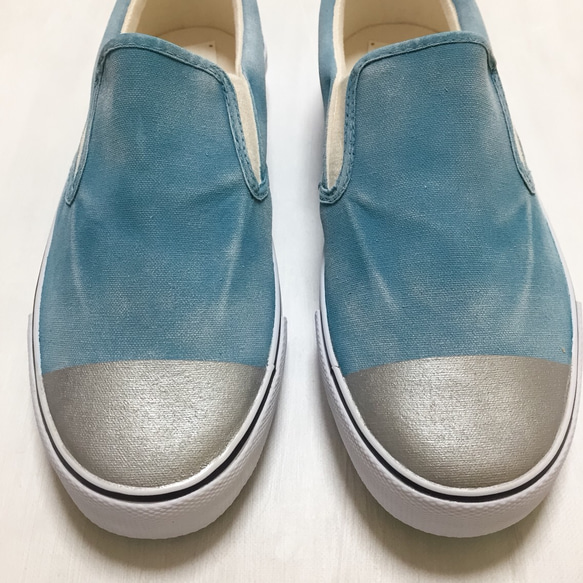 めぐこ様専用オーダーページ "marble"(sky blue×silver)24.0cm 5枚目の画像